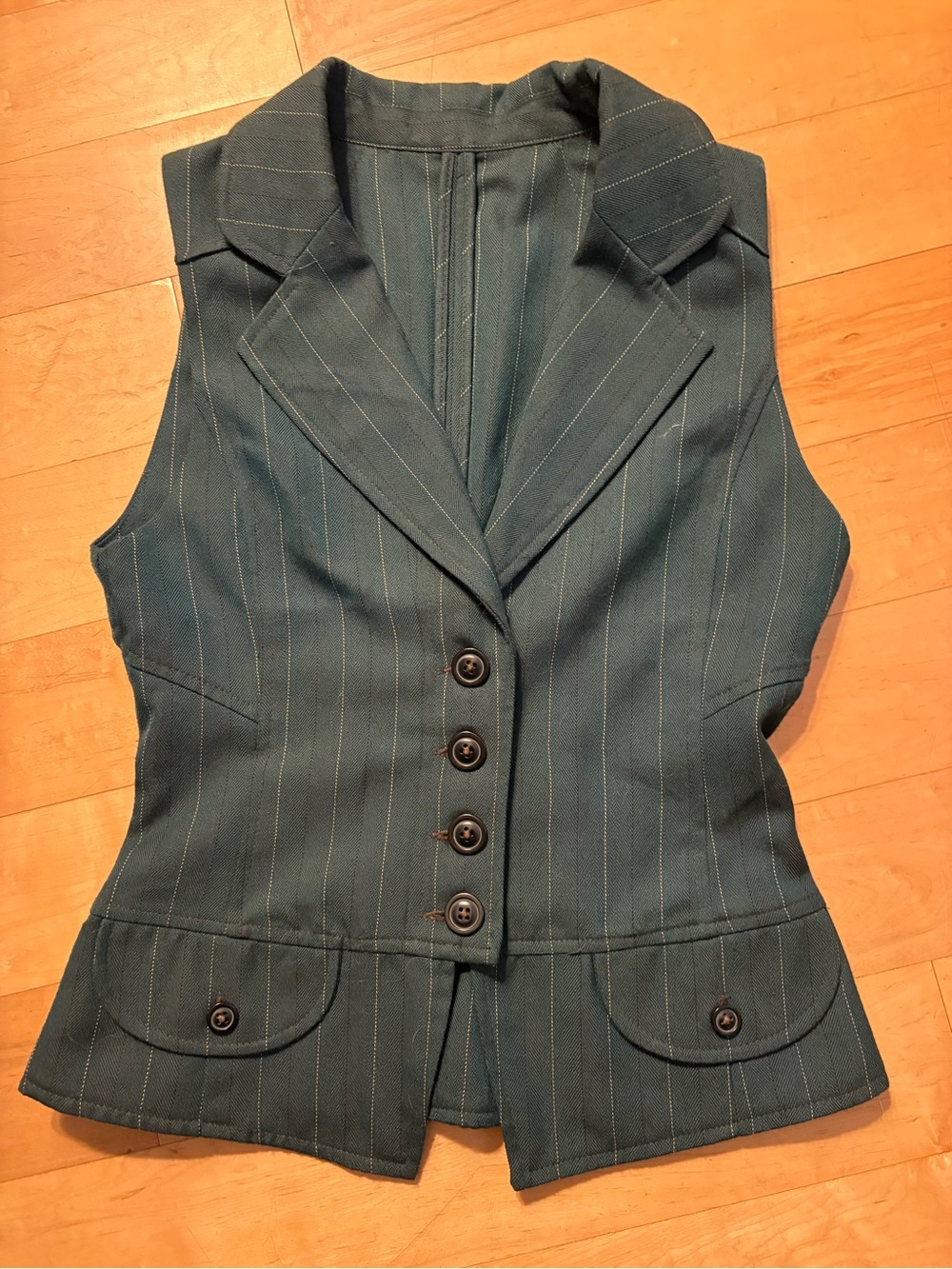 Dark Green Pinstripe Tailored Vest